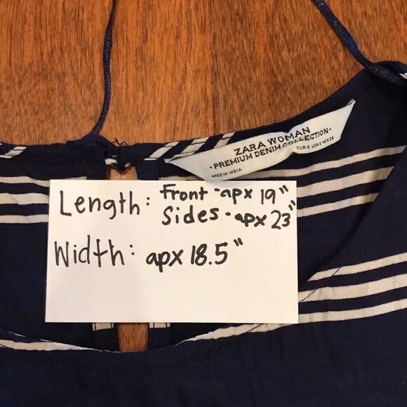 Zara Premium Denim Collection High Low Viscose Navy and White Stripe Top Size S - Picture 16 of 16